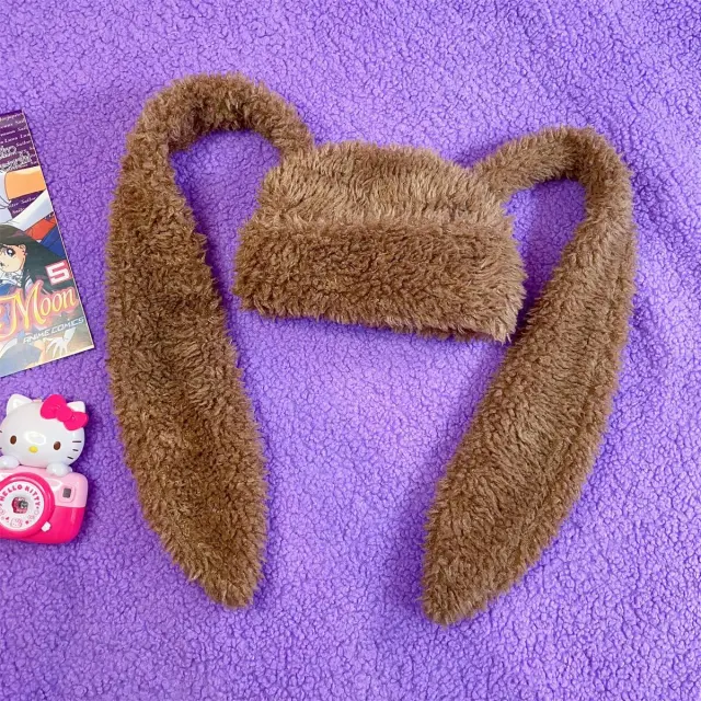 One piece Concave Shape Kooky With Warm Berber Fleece Pullover Hat Coffee Color - Shop at LoveMi
