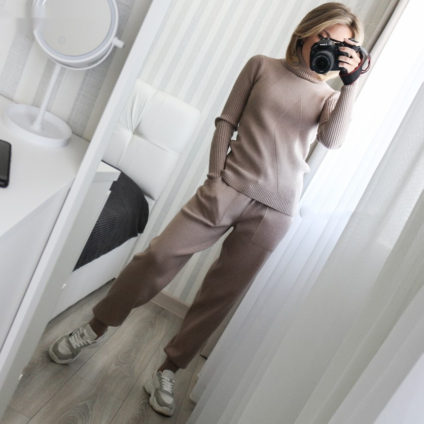 Sweater Casual Suit Pants Female Autumn And Winter Thick Thermal Knitting