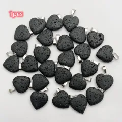 Cross-border Natural Volcanic Rock Peach Heart Necklace Pendant - 20Mm Love Heart - View 1