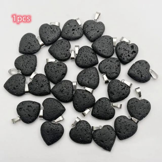 Cross border Natural Volcanic Rock Peach Heart Necklace Pendant 20Mm Love Heart - Shop at LoveMi