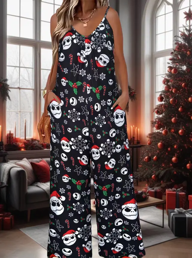 Bohemian Style Printed Pleated Suspenders Jumpsuit No13 Xl - Shop at LoveMi