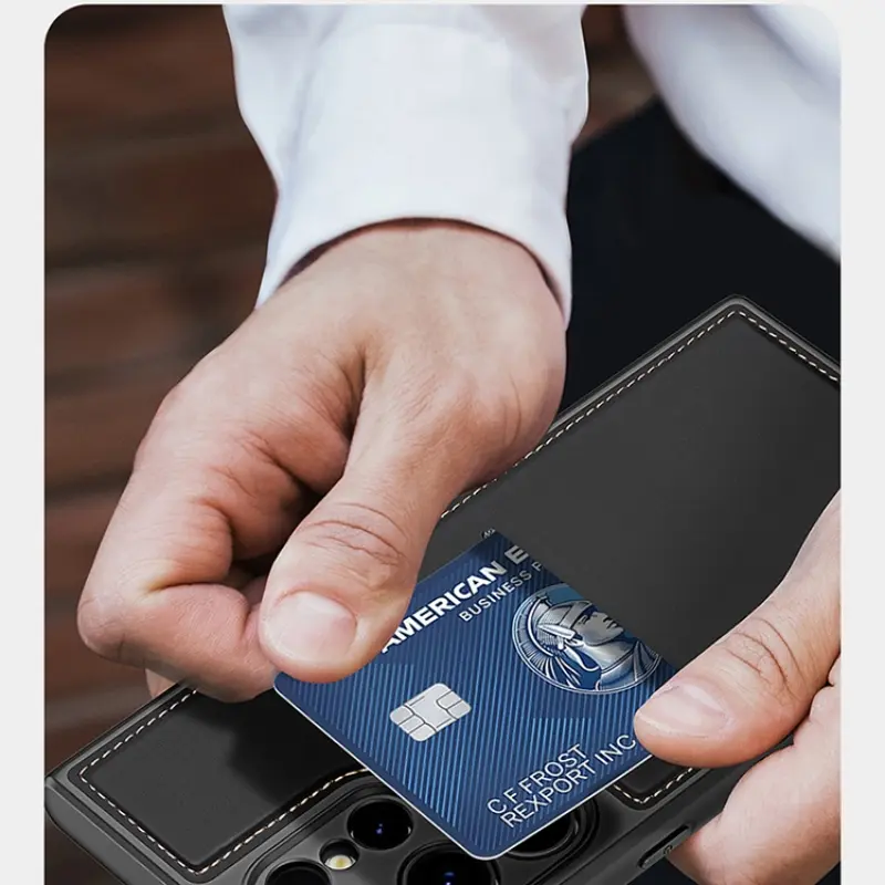 All-inclusive Drop-resistant Magnetic Card Rear Shell With Bracket S Fashion Leather