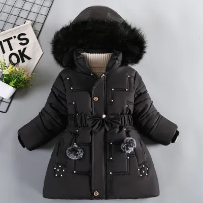 Girls' Winter Clothing Fleece-lined Thickened Fashionable Cotton Jacket