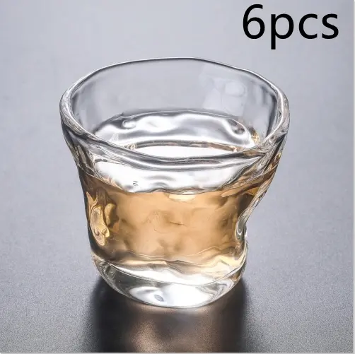 Matching Glass Teacup Heat-resistant Hammered Pattern Thick Tea Set