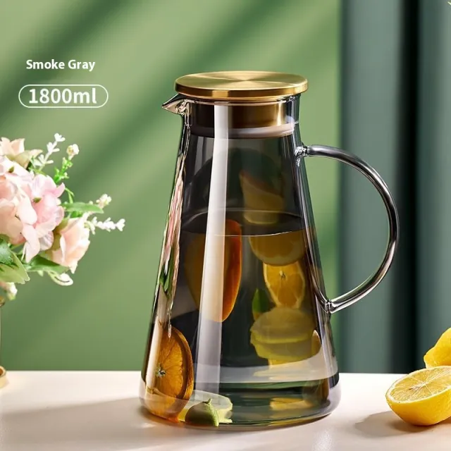 Large Capacity Glass High Temperature Resistant Cool Fruit Teapot 1.8L Dyed Gray - Shop at LoveMi