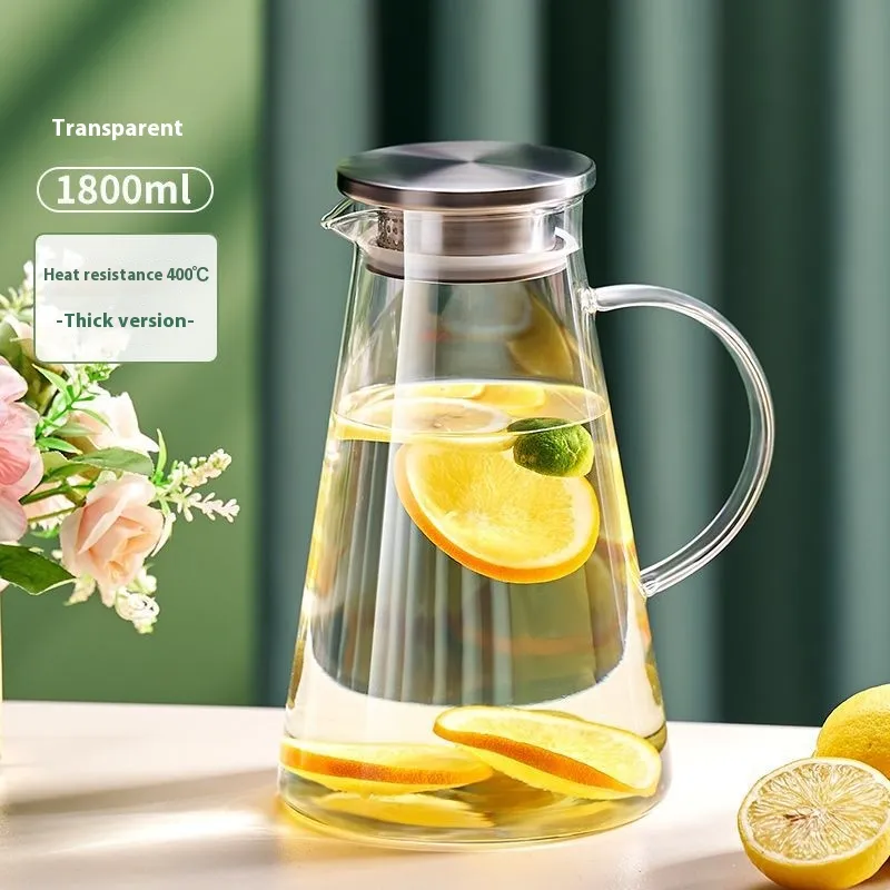Large Capacity Glass High Temperature Resistant Cool Fruit Teapot - Transparent Thickened Version