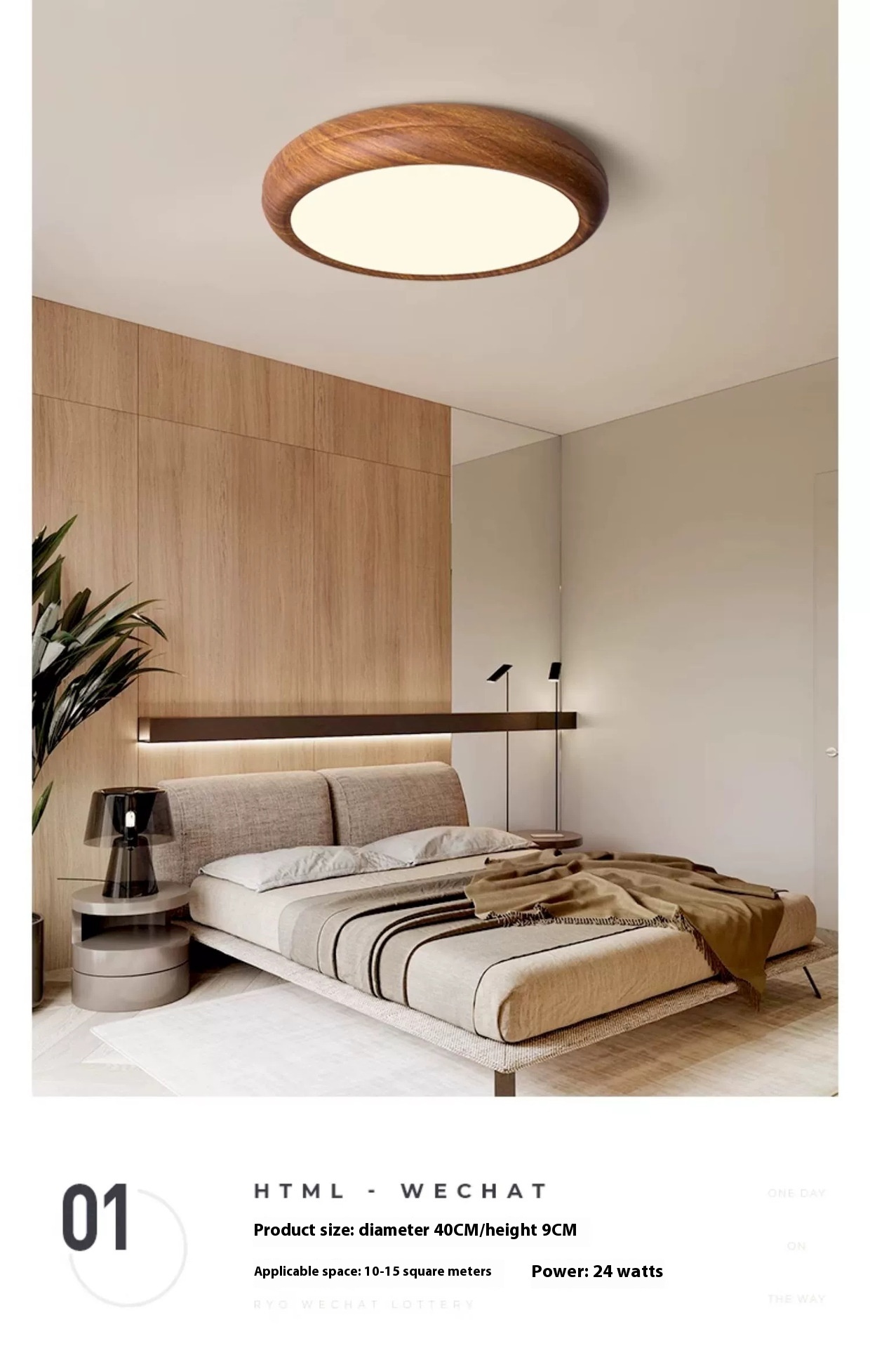 Title 3, Bedroom Ceiling Lamp Creative Walnut Colors Ill...