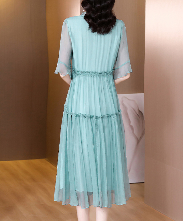 Title 4, Lotus Leaf Collar Sweet Elegance Chiffon Dress