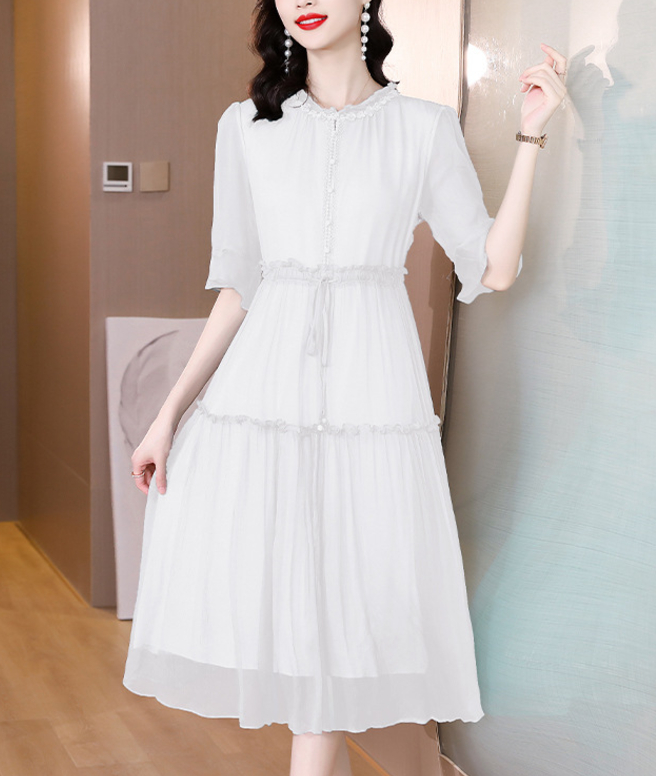 Title 6, Lotus Leaf Collar Sweet Elegance Chiffon Dress