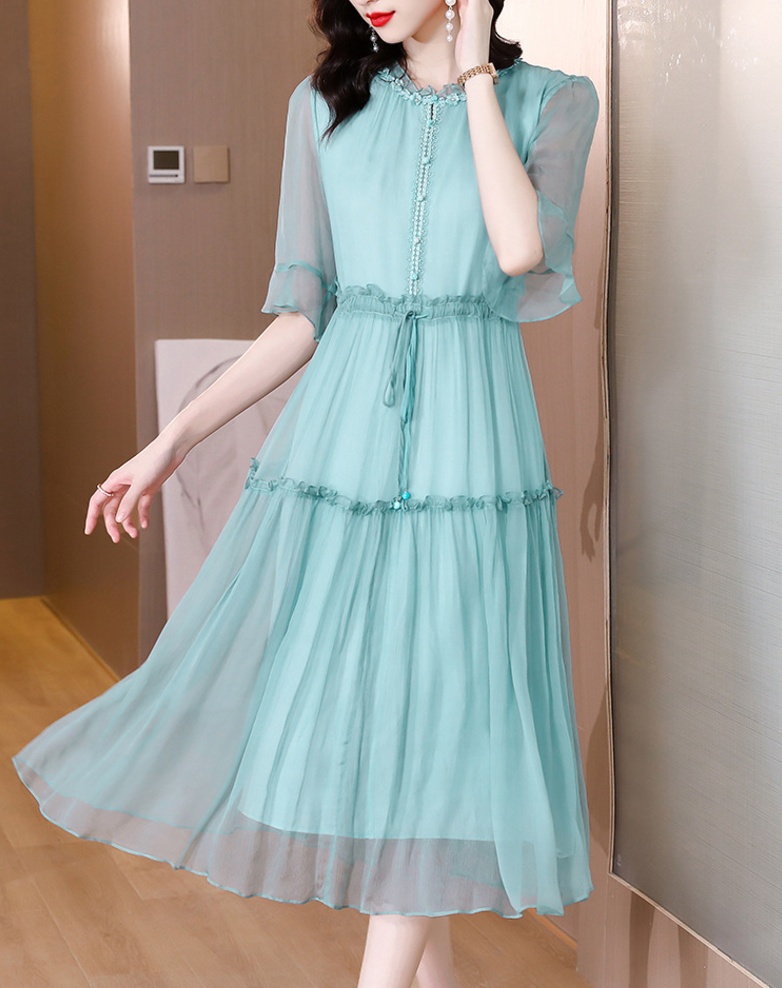 Title 3, Lotus Leaf Collar Sweet Elegance Chiffon Dress