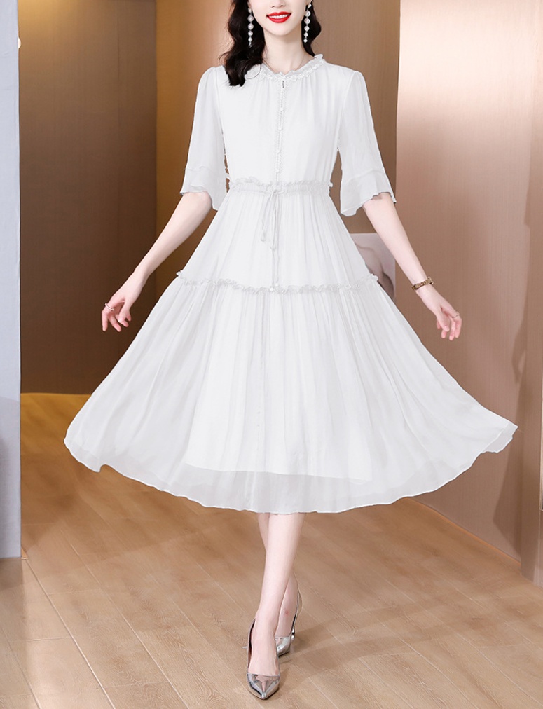 Title 5, Lotus Leaf Collar Sweet Elegance Chiffon Dress