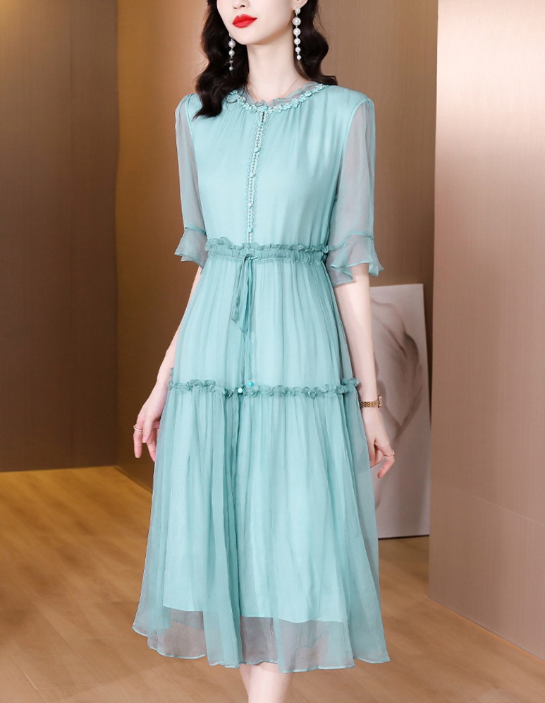 Title 2, Lotus Leaf Collar Sweet Elegance Chiffon Dress