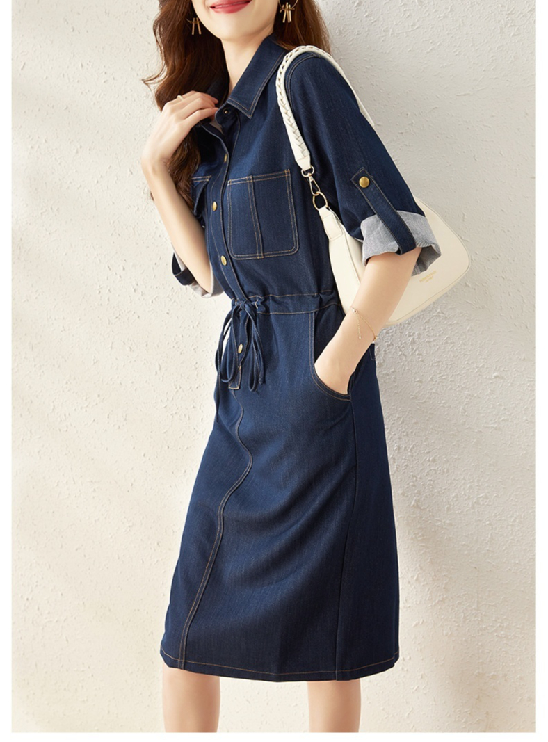 Title 4, Handsome Retro Denim Waist-tight Dress