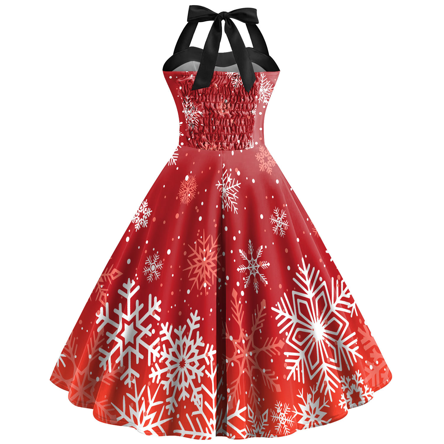 Title 3, Vestido Natalino Estampado Floco de Neve Feminino