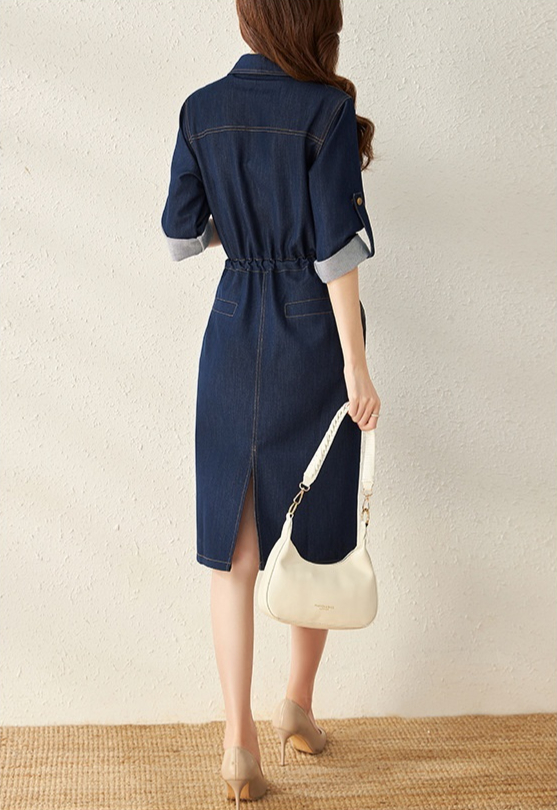 Title 5, Handsome Retro Denim Waist-tight Dress