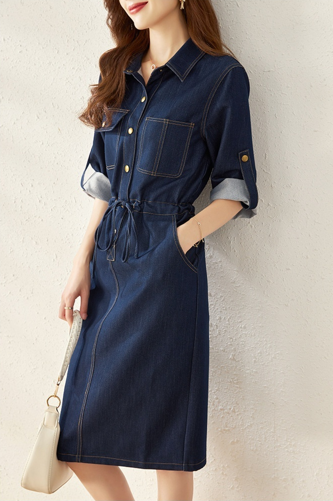 Title 9, Handsome Retro Denim Waist-tight Dress