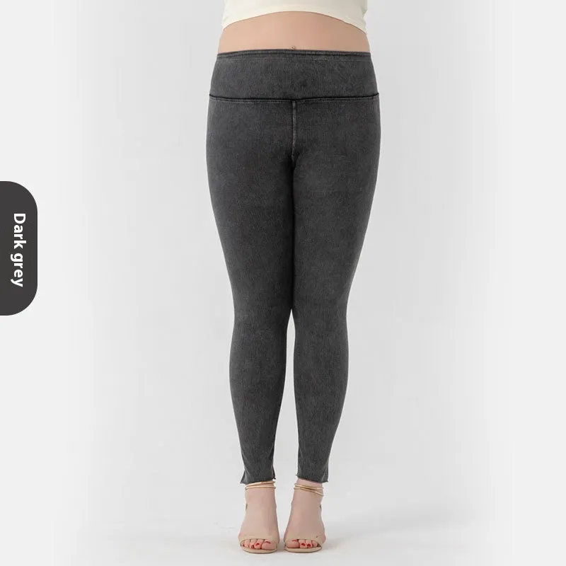 New Plus Size High Waist Slimming Hip Raise Stretch Casual Pants - Grey