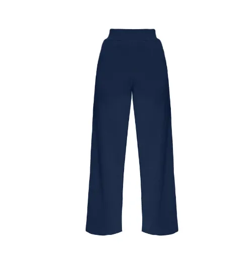 Women's French-style Pleated High-waist Wide-leg Trousers - Navy