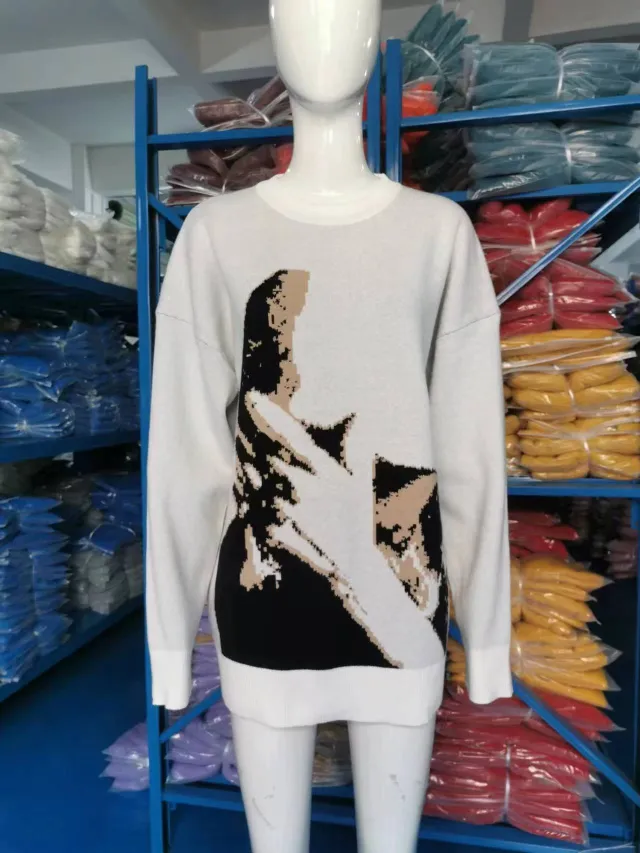 European And American Style Loose Pullover Personal Leisure Crew Neck Coat White - Shop at LoveMi