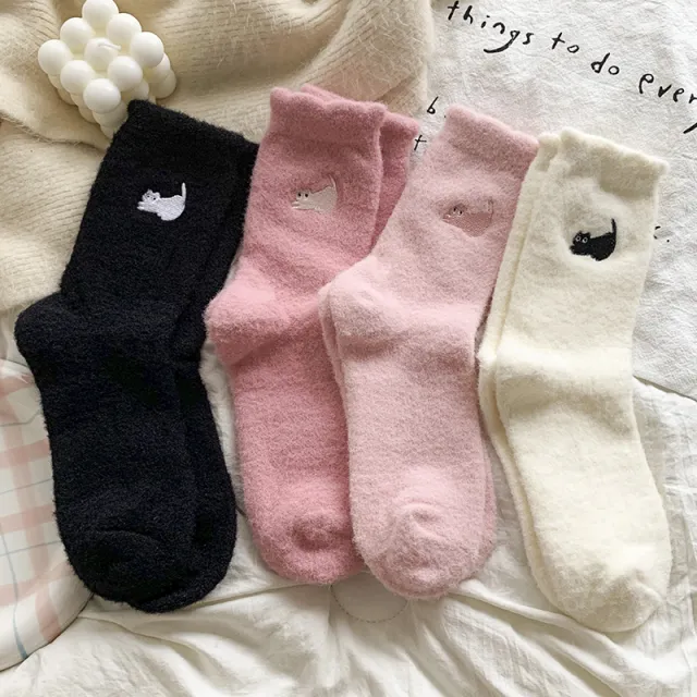 Women's Thick Thickened Plus Velvet Warm Mid calf Length Socks B Color - Shop at LoveMi