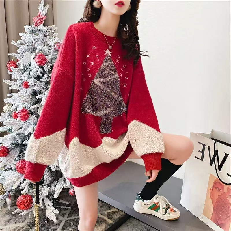 Title 3, Womens Mid-length Christmas Tree Pullover Fest...