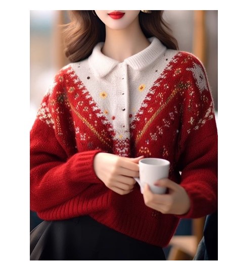 Title 4, Heavy Industry Crochet Red Christmas Wear Match...