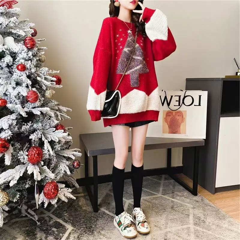 Title 4, Womens Mid-length Christmas Tree Pullover Fest...