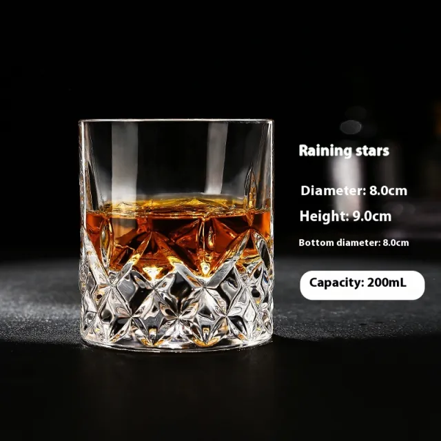 European style Wine Glass Crystal Glass Wine Glass Household Heavy Rain Falling Star 200Ml - Shop at LoveMi