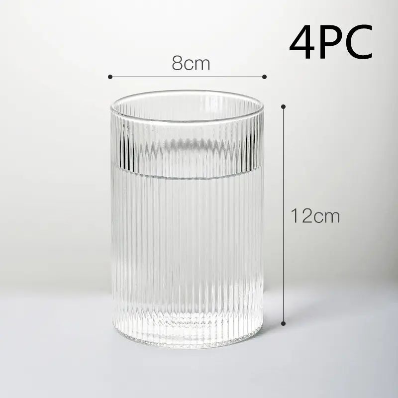 Striped High Temperature Resistant Borosilicate Heat Resistant Glass Clear Water Cup