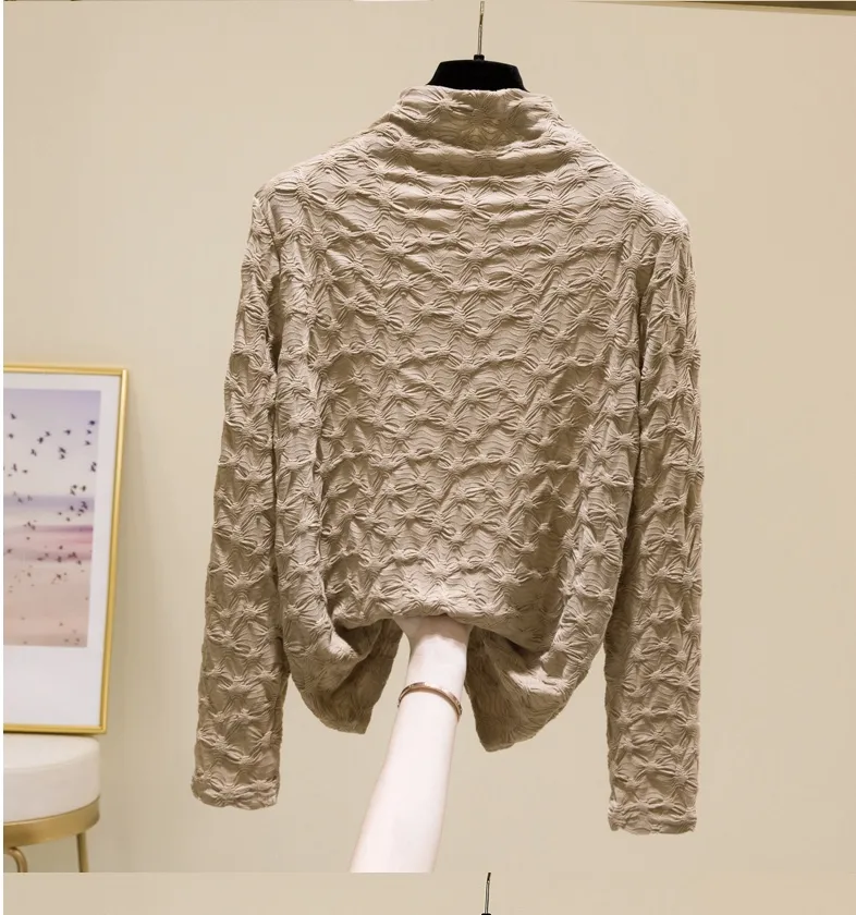 Thickened Half-high Collar Bottoming Shirt For Women - Khaki
