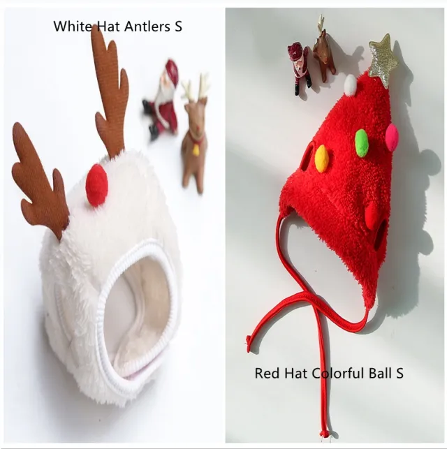 Dog Cat Pet Christmas Hat Saliva Towel Bib Pomeranian Autumn And Winter Clothes Set3 - Shop at LoveMi