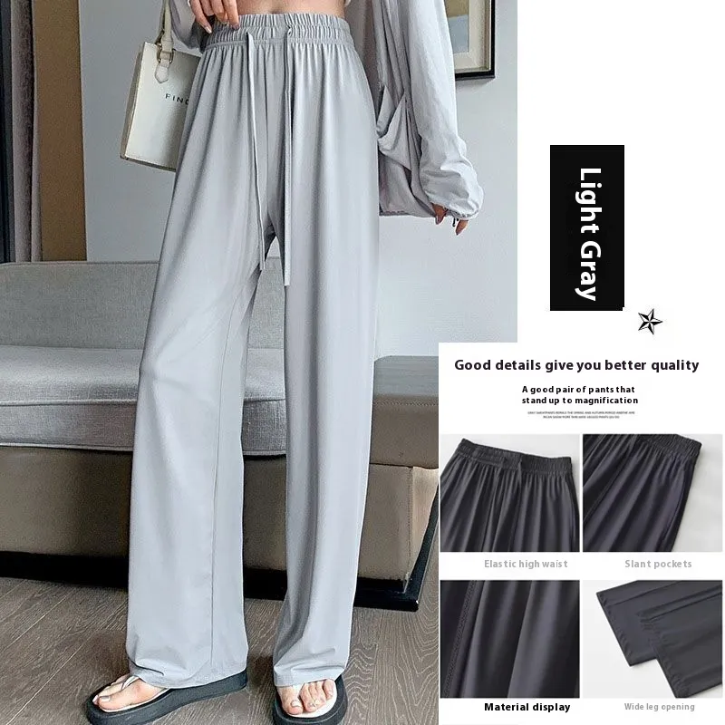 Women's Casual Loose Ice Silk Sunscreen Pants - Ice Mist