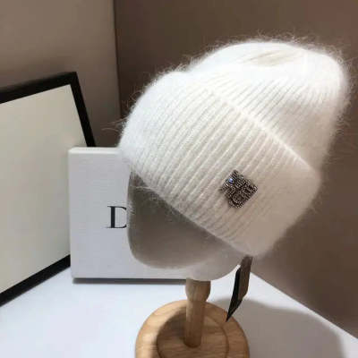 Rabbit Hair Double Fold Brim Knitted Hat