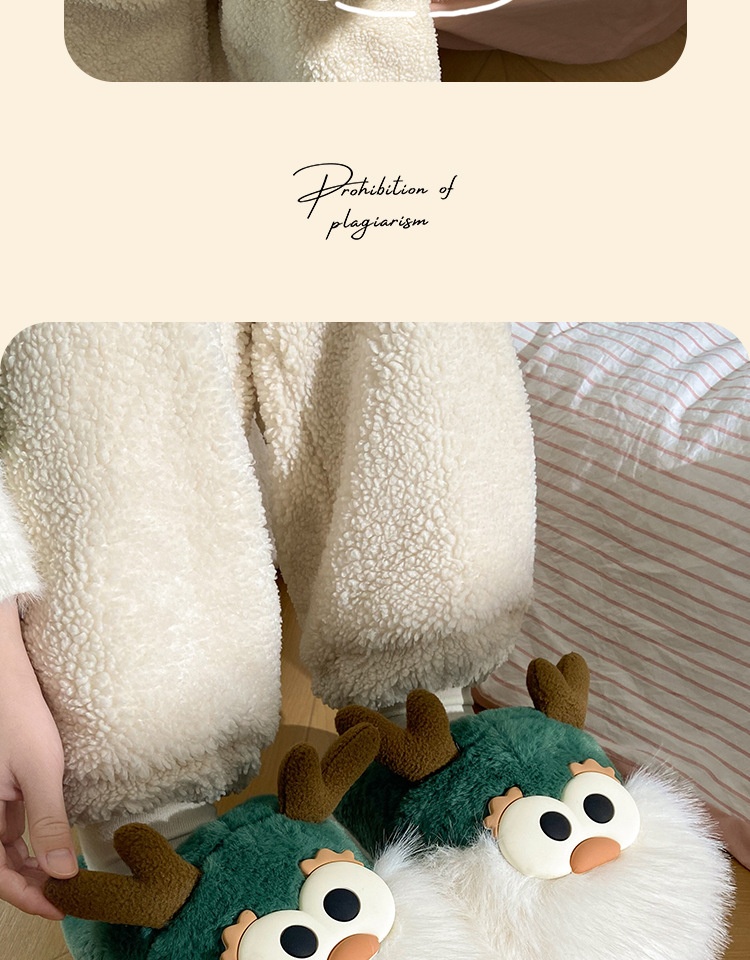 Title 11, Christmas Deer Cotton Slippers Women