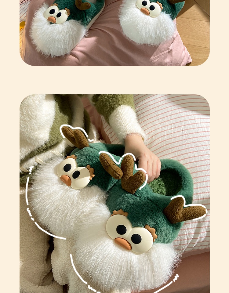 Title 2, Christmas Deer Cotton Slippers Women