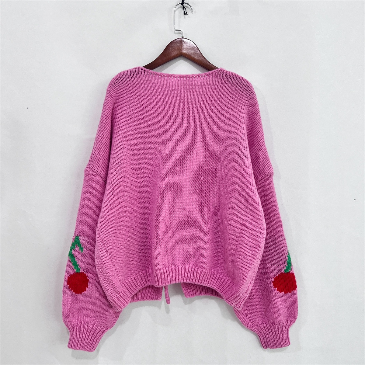 Title 3, Cherry Embroidered Jacquard Cardigan Sweater Fo...