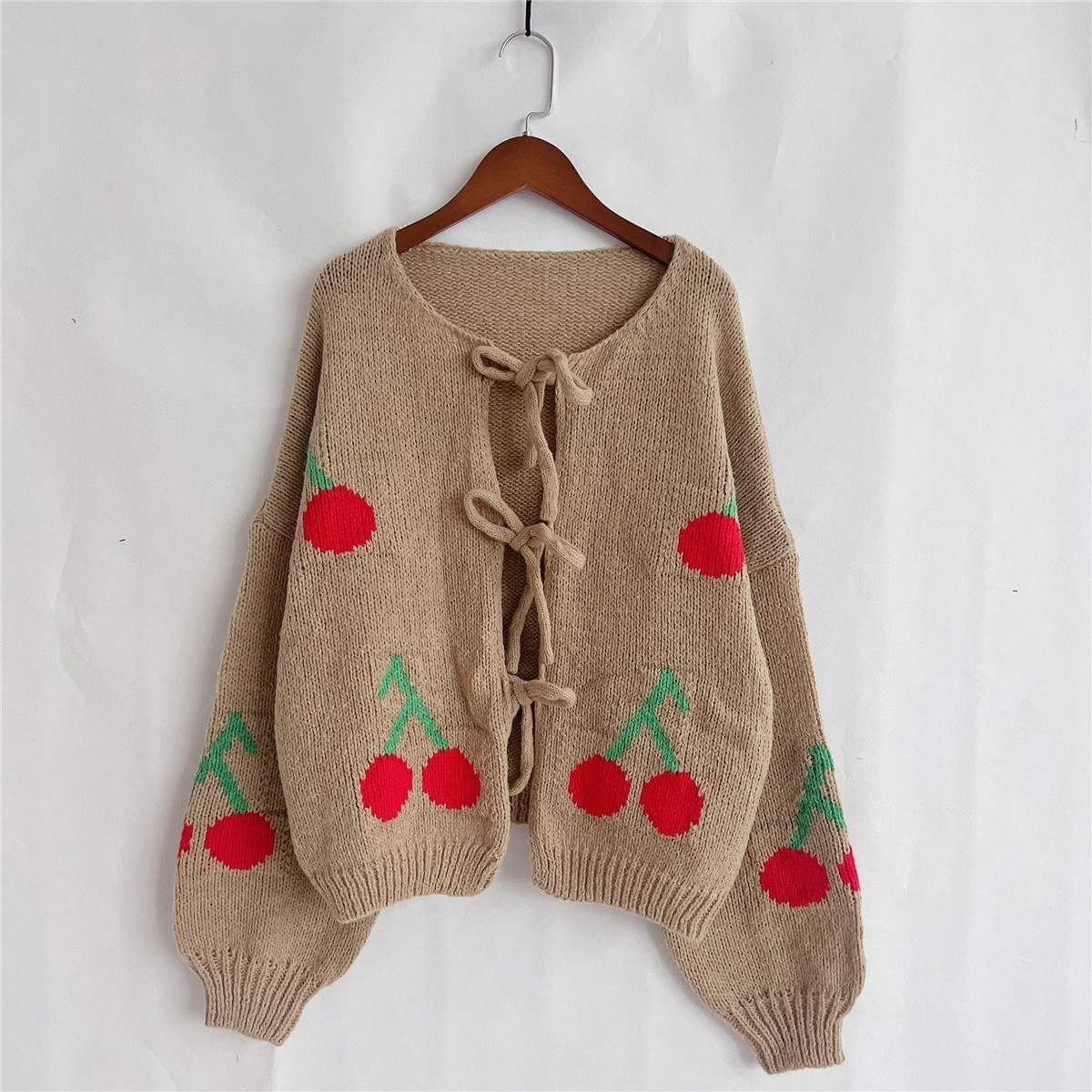 Title 21, Cherry Embroidered Jacquard Cardigan Sweater Fo...