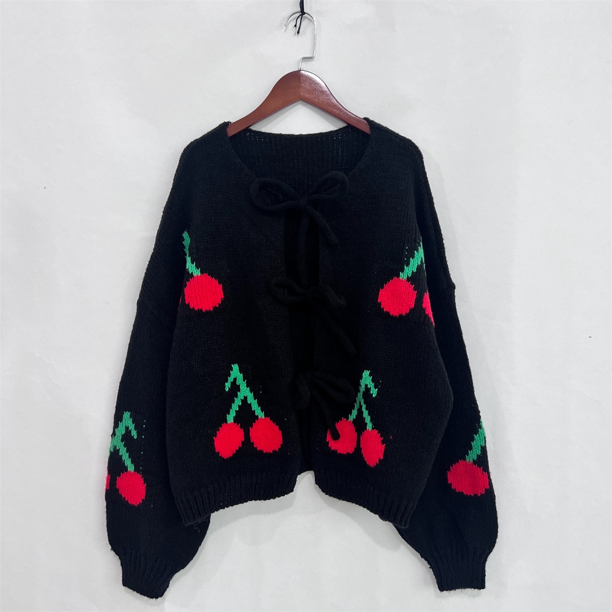 Title 8, Cherry Embroidered Jacquard Cardigan Sweater Fo...