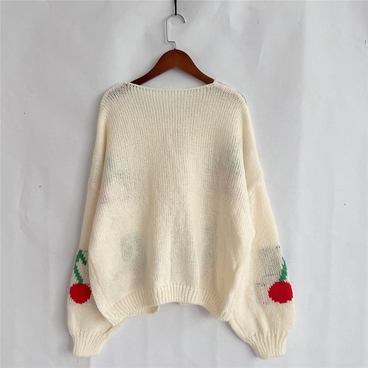 Title 4, Cherry Embroidered Jacquard Cardigan Sweater Fo...