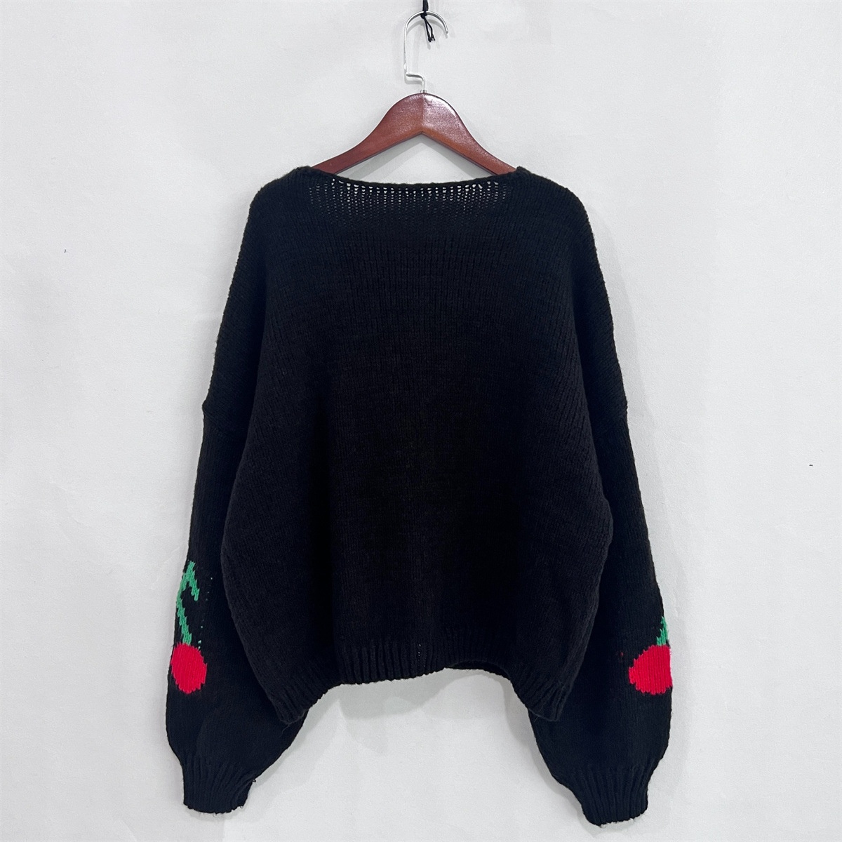 Title 6, Cherry Embroidered Jacquard Cardigan Sweater Fo...