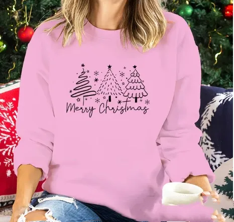 Solid Color Christmas Round neck Shirt Ladies Bjgj077 - Shop at LoveMi