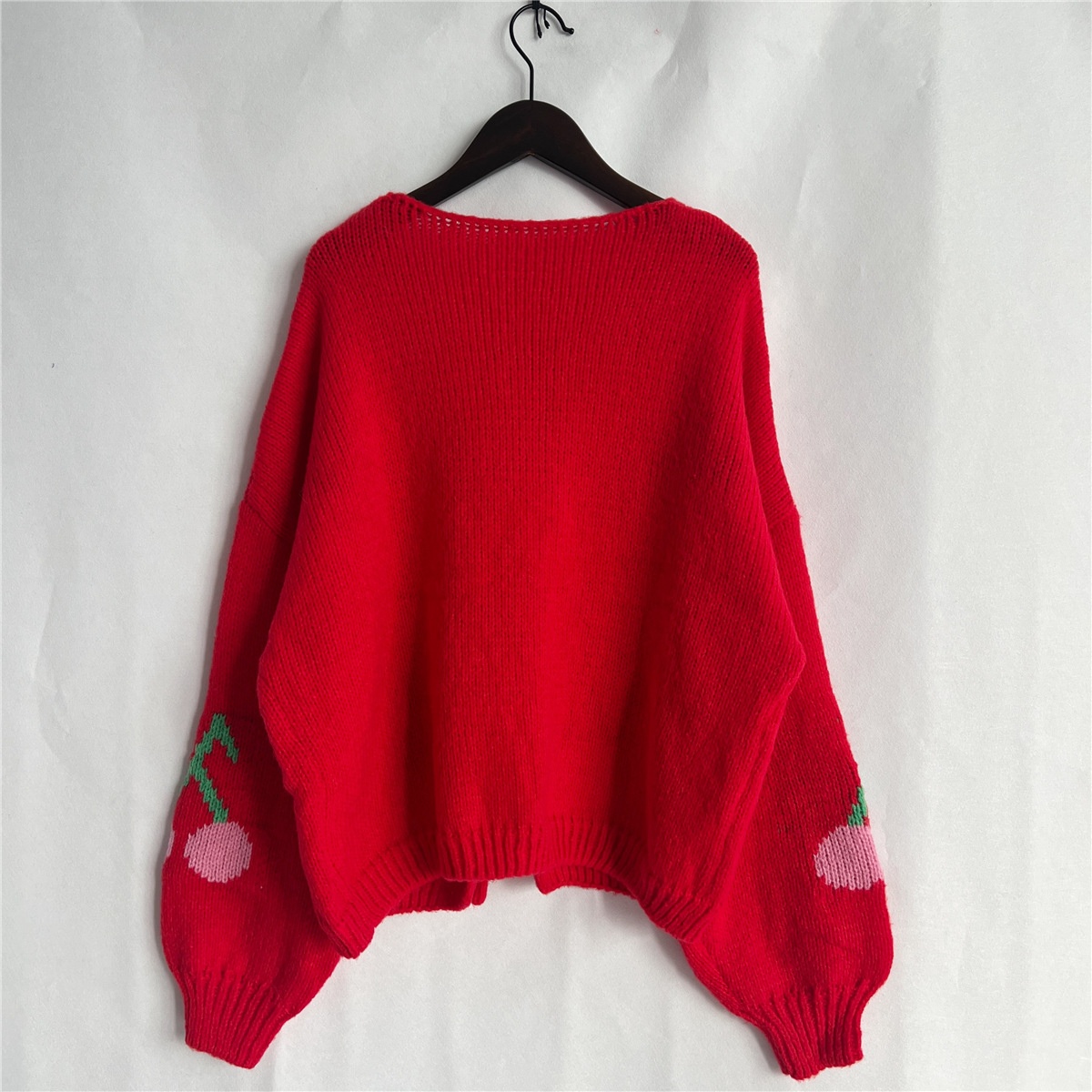 Title 15, Cherry Embroidered Jacquard Cardigan Sweater Fo...