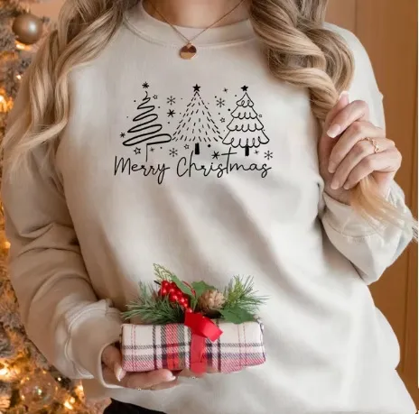 Solid Color Christmas Round neck Shirt Ladies Bjgj099 Xs - Shop at LoveMi