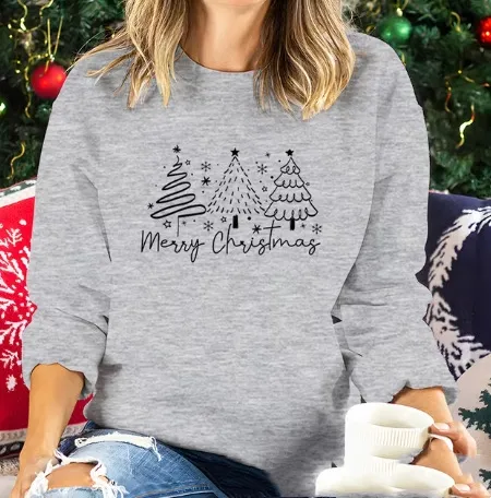 Solid Color Christmas Round neck Shirt Ladies Bjgj088 Xl - Shop at LoveMi