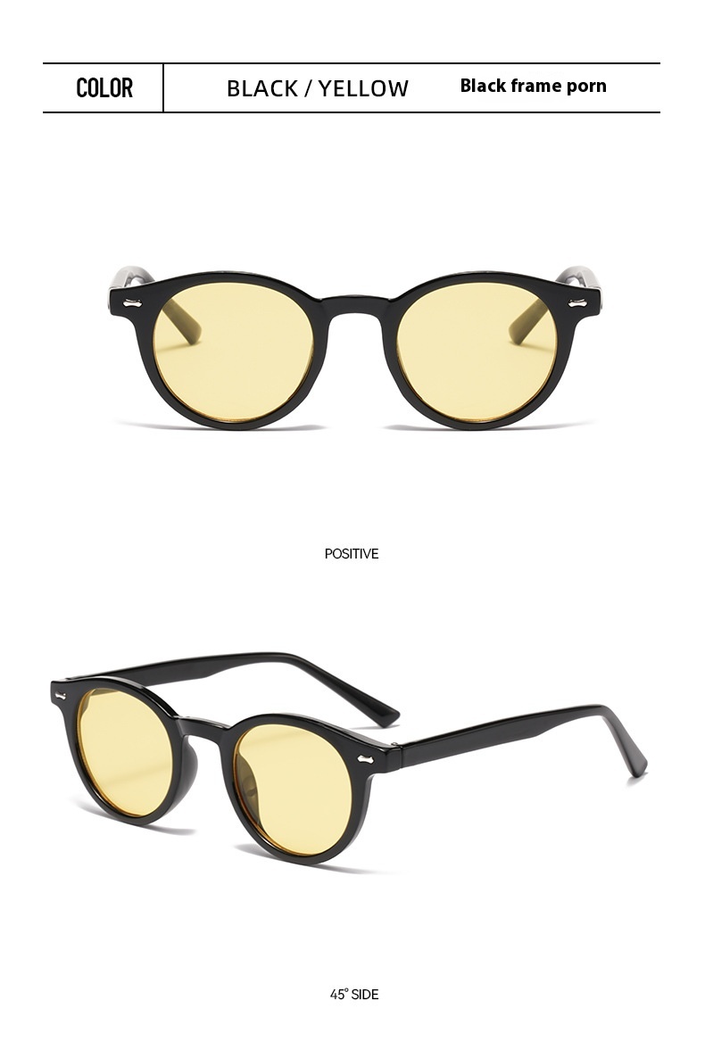 Title 11, New Beige Nail Round Frame Sunglasses Retro Per...