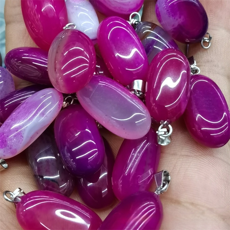 Natural Agate Unshaped Pendant Colorful Smooth Ornament Accessories