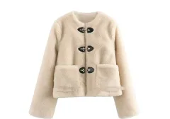Warm European And American Style Zipper Fashion Loose Women's Coat - Spring Fastener Jacket Beige - View 1