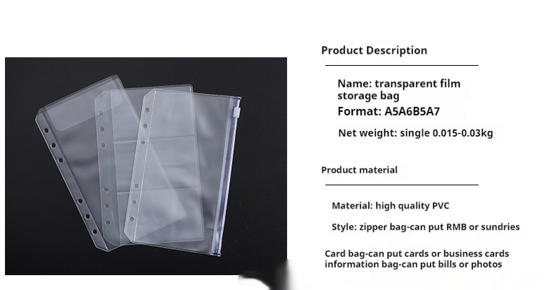 Title 13, PVC Transparent Bag A5 A6 Loose Spiral Notebook...