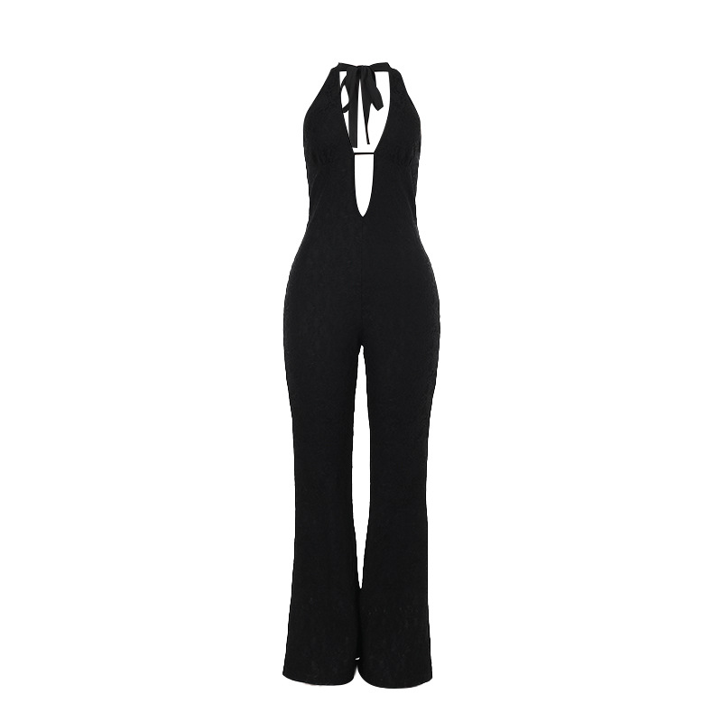 Title 8, Womens Slim-fit Lace V-neck Jumpsuit Embrace e...