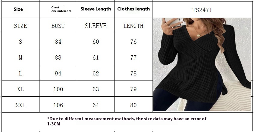 Title 1, Long Sleeve Solid Color And V-neck Leisure Paja...